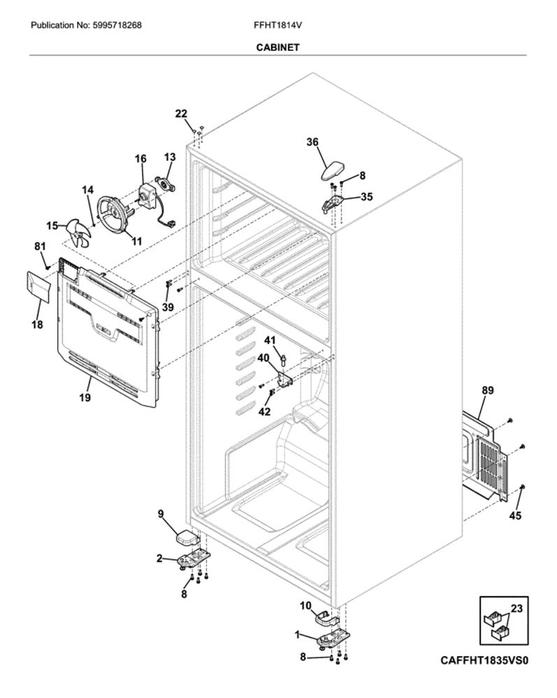 Cabinet Diagram and Parts List for FFHT1814VB0  Frigidaire Refrigerator