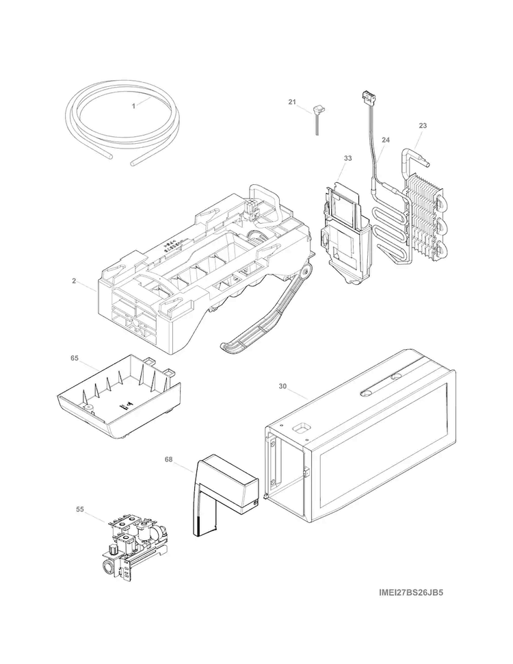 Ice Maker Diagram and Parts List for 25370313210  Kenmore Refrigerator