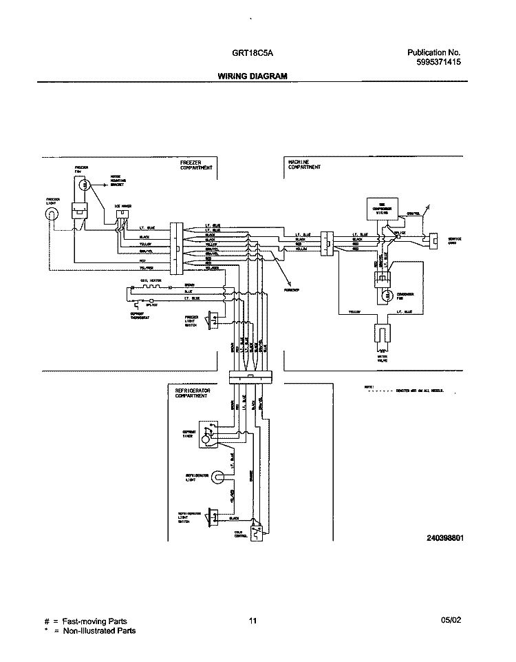 WIRING DIAGRAM Diagram and Parts List for GRT18C5AW4  Gibson Refrigerator