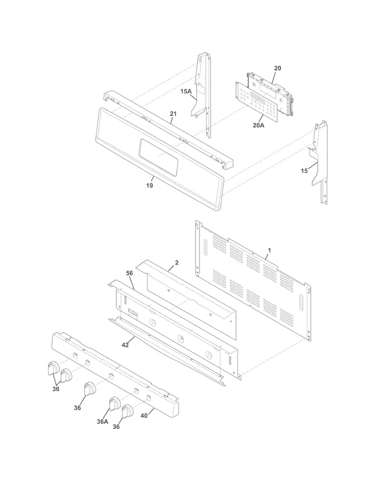 Backguard Diagram and Parts List for CGGF3054MBB  Frigidaire Range