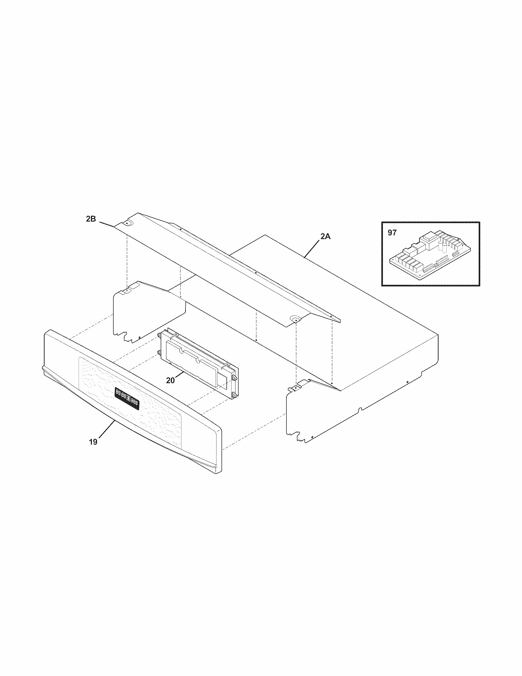 Control Panel Diagram and Parts List for 79047732407  Kenmore Wall Oven