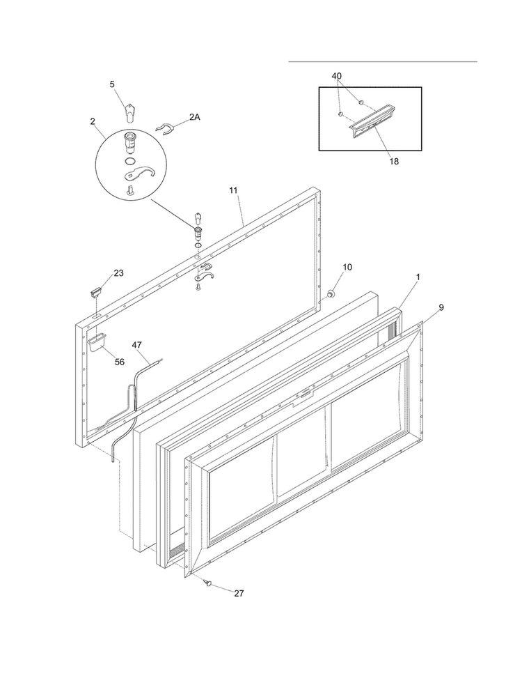 Door Diagram and Parts List for WFC25M4BW8  Westinghouse Freezer