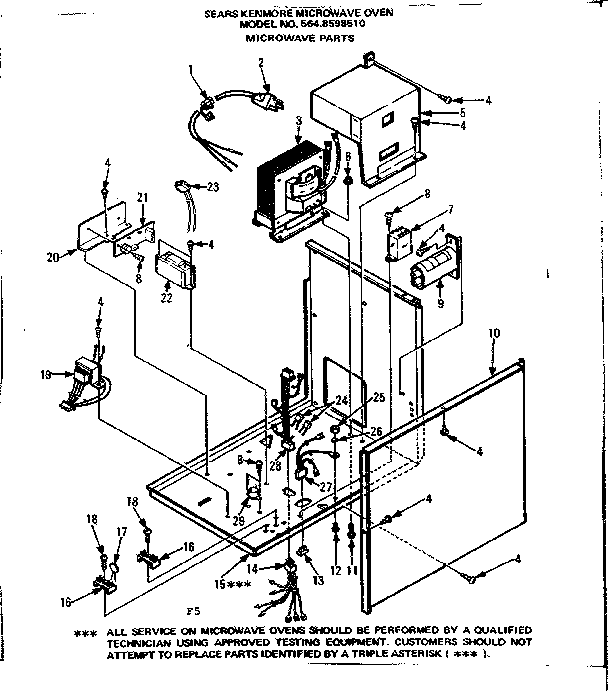 Microwave Parts Diagram and Parts List for 5648598510  Kenmore Microwave