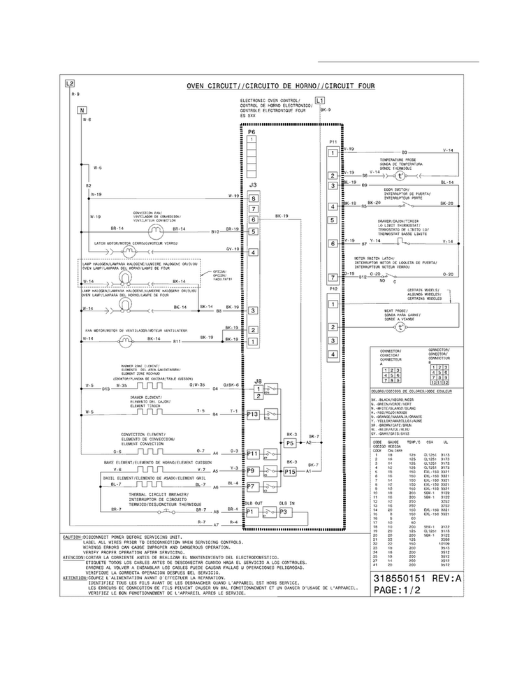 Wiring Diagram Diagram and Parts List for FGES3065KWE  Frigidaire Range