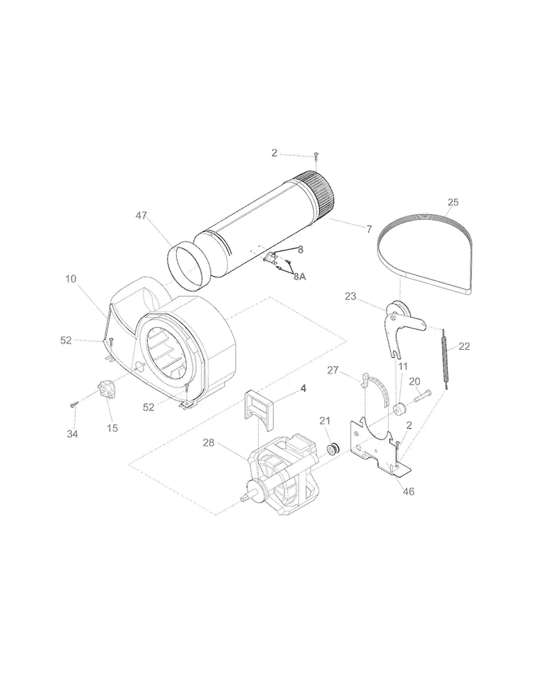 Motor Diagram and Parts List for FASE7073NA2  Frigidaire Dryer