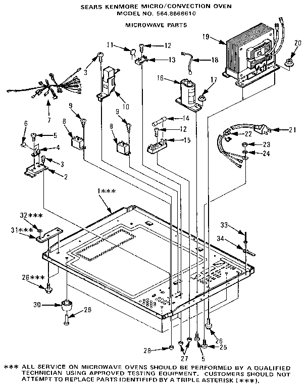 Microwave Parts Diagram and Parts List for 5648668610  Kenmore Microwave