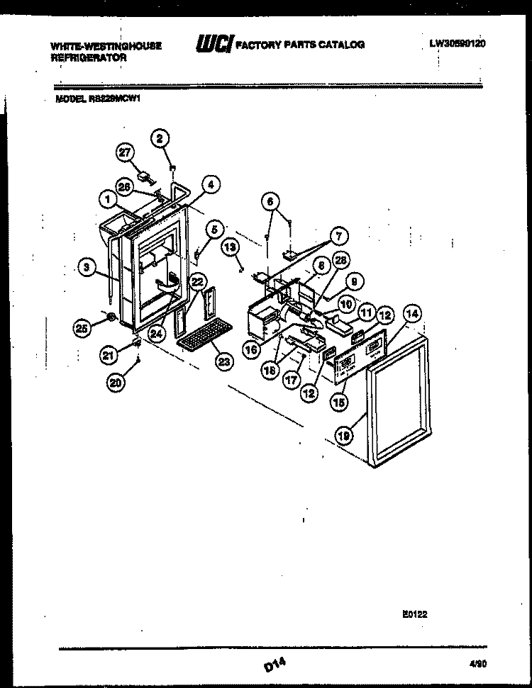 ICE DOOR, DISPENSER AND WATER TANK Diagram and Parts List for RS229MCD1  Frigidaire Refrigerator