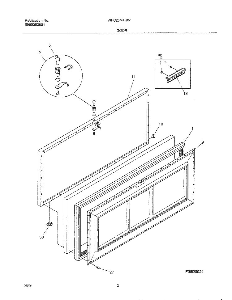 DOOR Diagram and Parts List for WFC25M4HW2  Westinghouse Freezer