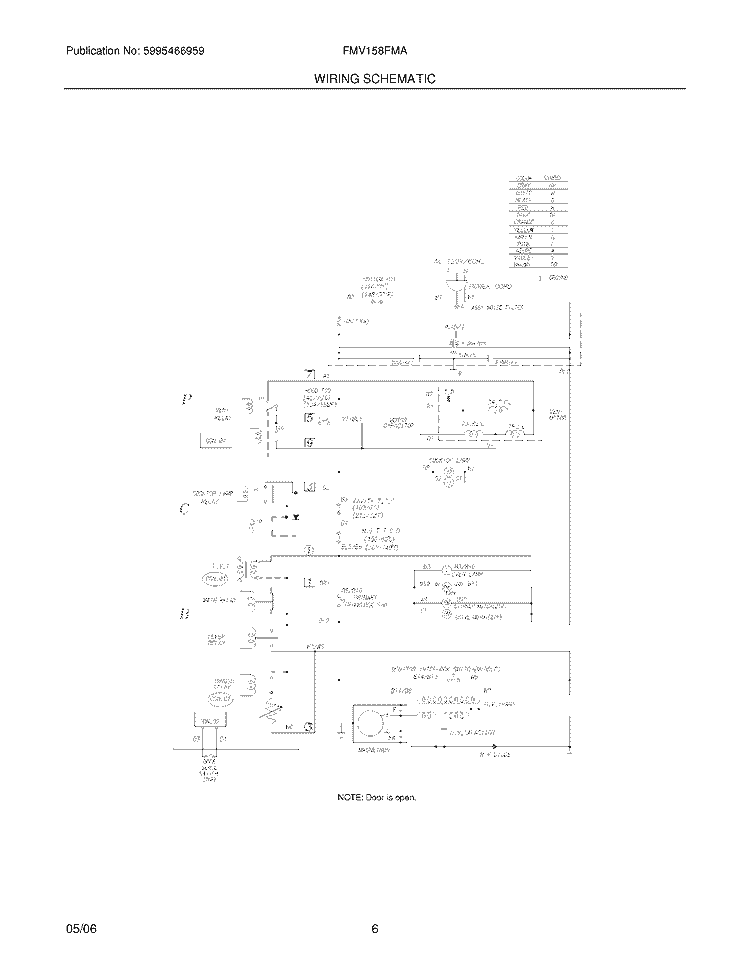 WIRING SCHEMATIC Diagram and Parts List for FMV158FMA  Frigidaire Microwave
