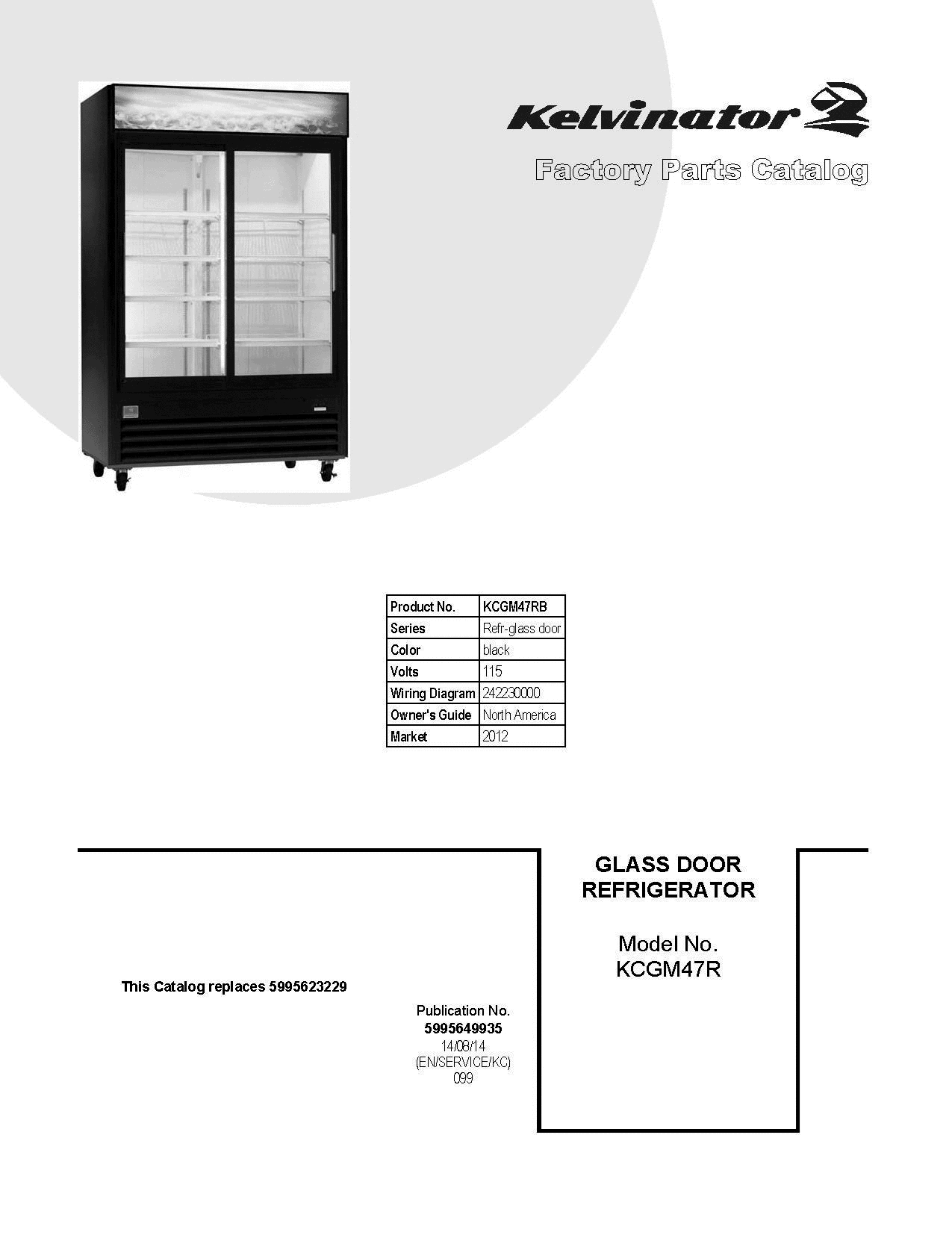 01 - COVER SHEET Diagram and Parts List for KCGM47RB  Frigidaire Refrigerator