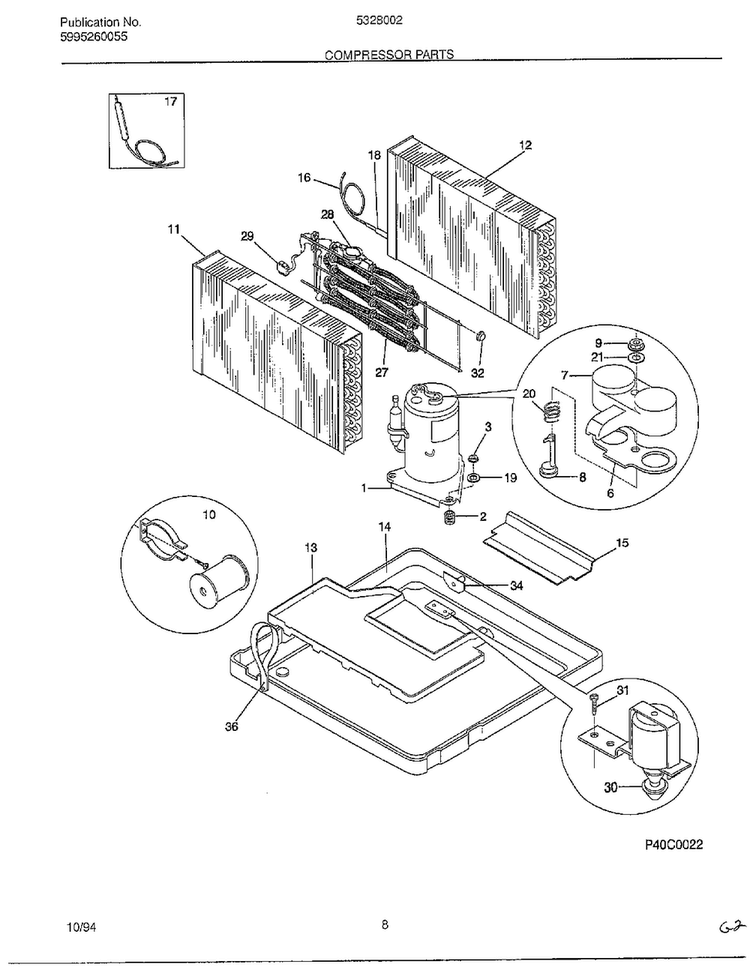 Compressor Parts Diagram and Parts List for 5328002B  Frigidaire Air Conditioner