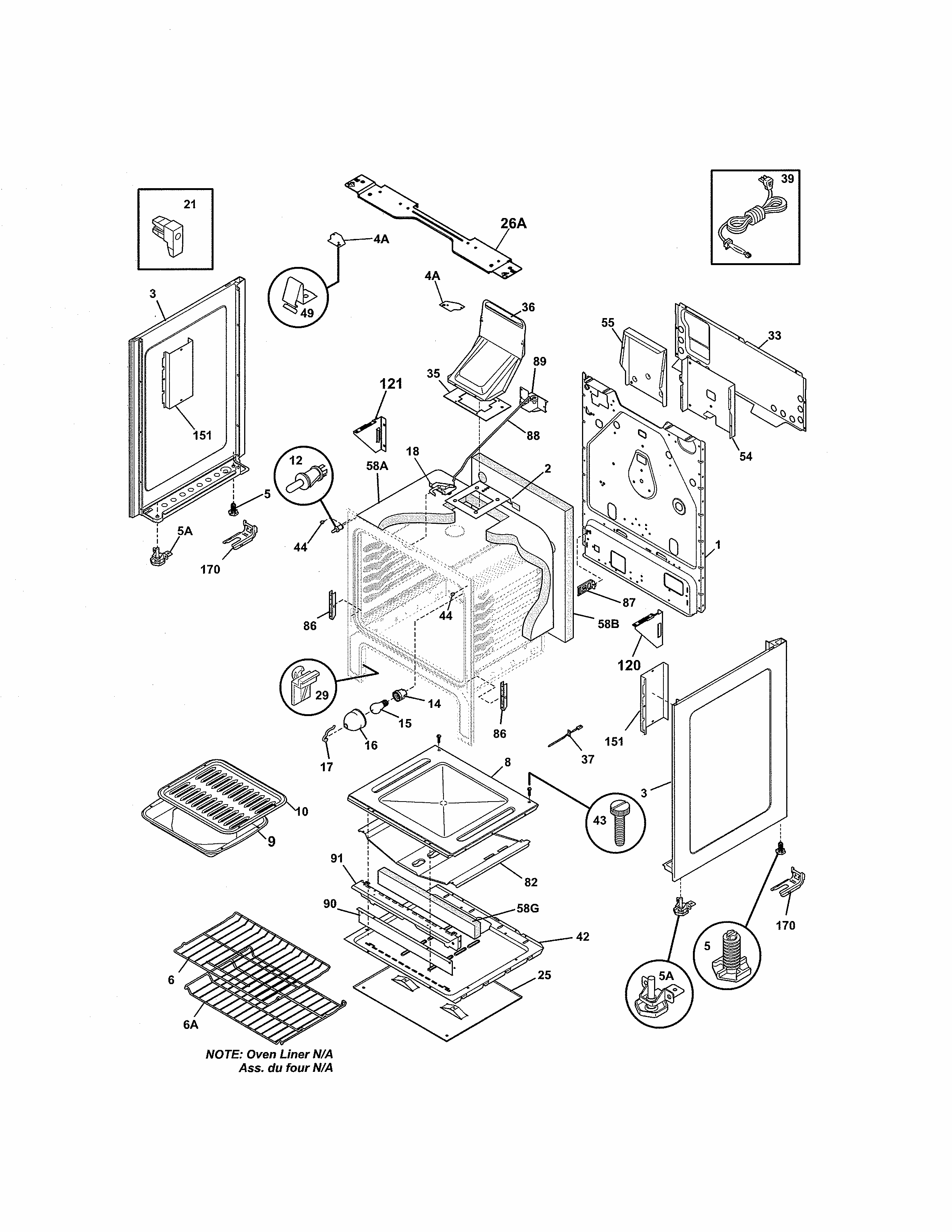 Body Diagram and Parts List for 79077463805  Kenmore Range