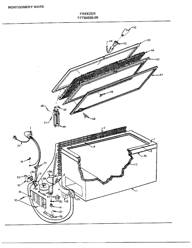 Freezer Diagram and Parts List for 84056-0B  Frigidaire Freezer