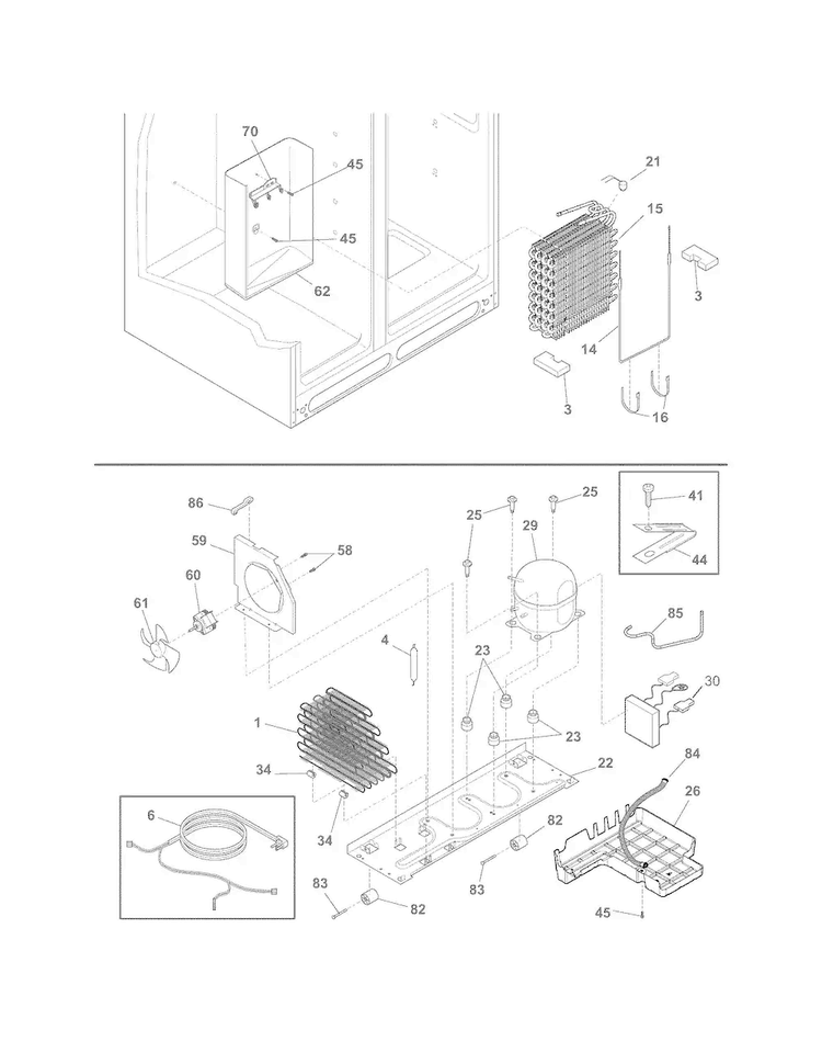 System Diagram and Parts List for FPHC2399PF5  Frigidaire Refrigerator