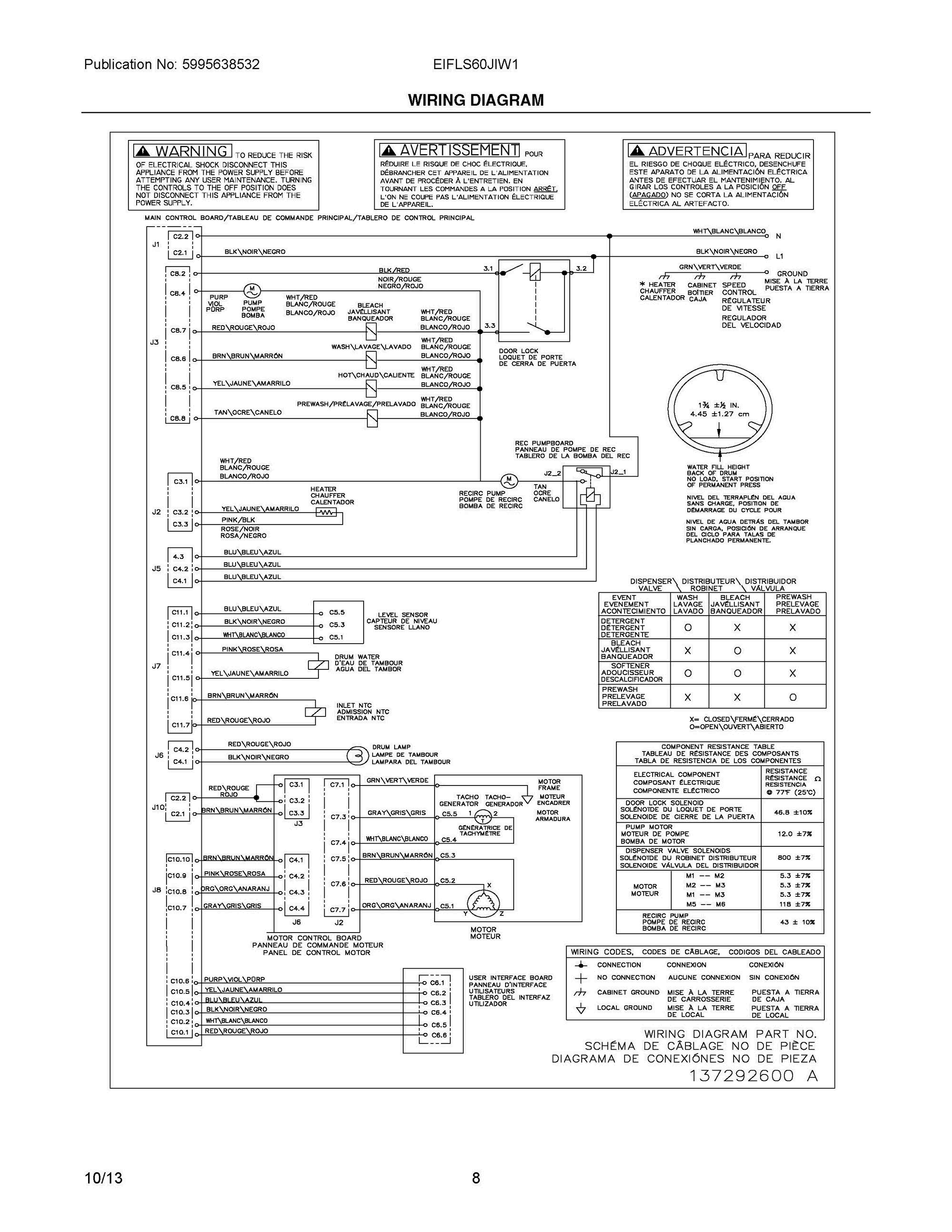 05 - WIRING DIAGRAM Diagram and Parts List for EIFLS60JIW1  Frigidaire Washer