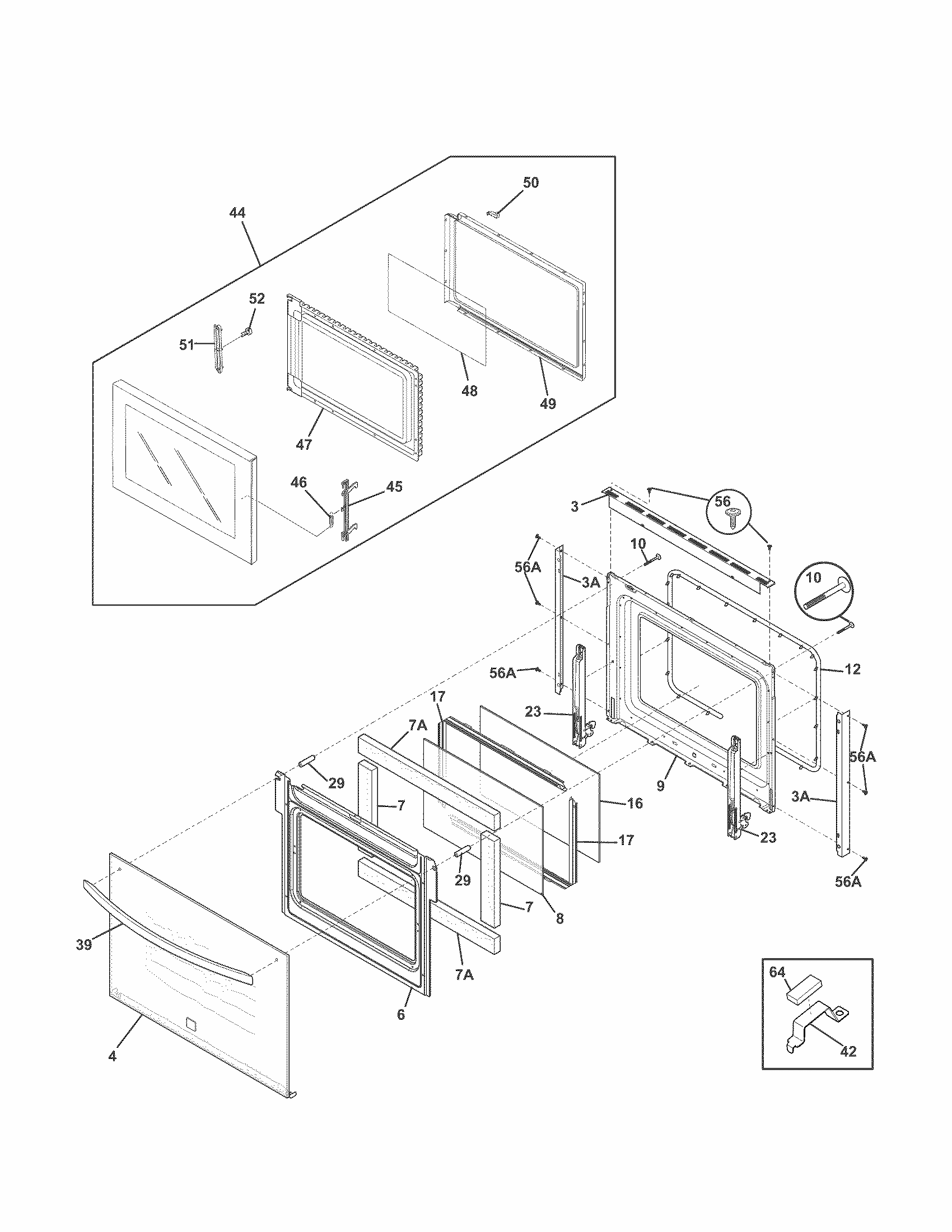 Door Diagram and Parts List for 79048852901  Kenmore Microwave