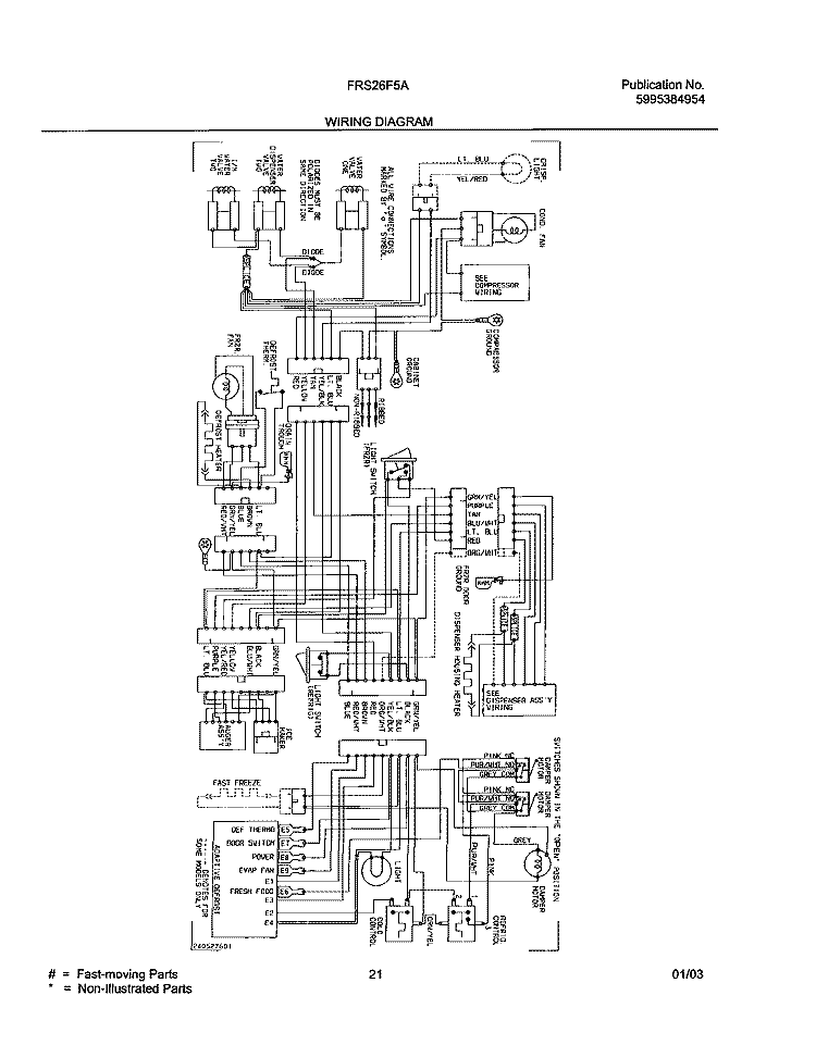 WIRING DIAGRAM Diagram and Parts List for FRS26F5AQ6  Frigidaire Refrigerator