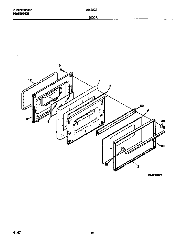 Door Diagram and Parts List for 30-2272-00 07 Tappan Range