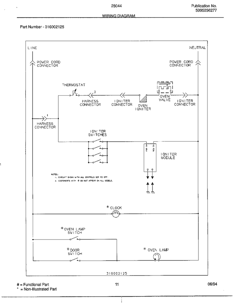 Wiring Diagram Diagram and Parts List for 28044  Frigidaire Range