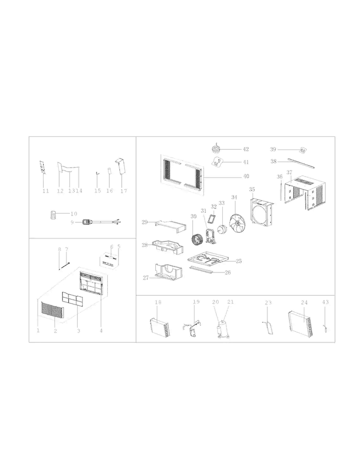 Recommended Spare Parts Diagram and Parts List for 25370101017  Kenmore Air Conditioner