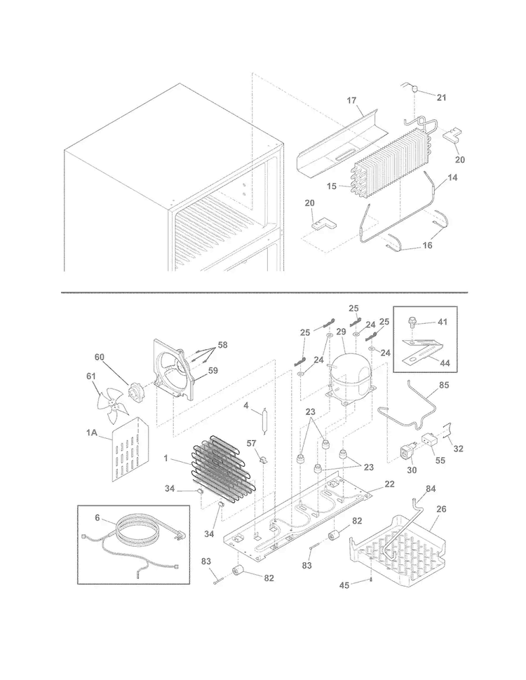 System Diagram and Parts List for FGHT1832PF0  Frigidaire Refrigerator