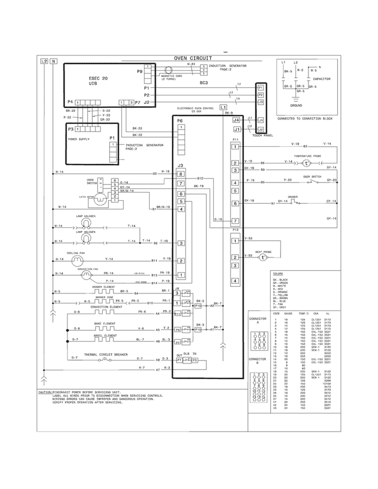 Wiring Diagram Diagram and Parts List for CGIS3065PFA  Frigidaire Range