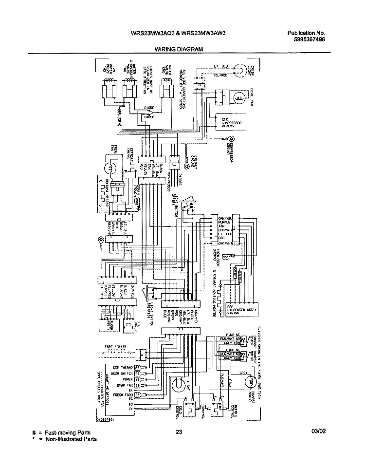 WIRING DIAGRAM Diagram and Parts List for WRS23MW3AW1  Westinghouse Refrigerator