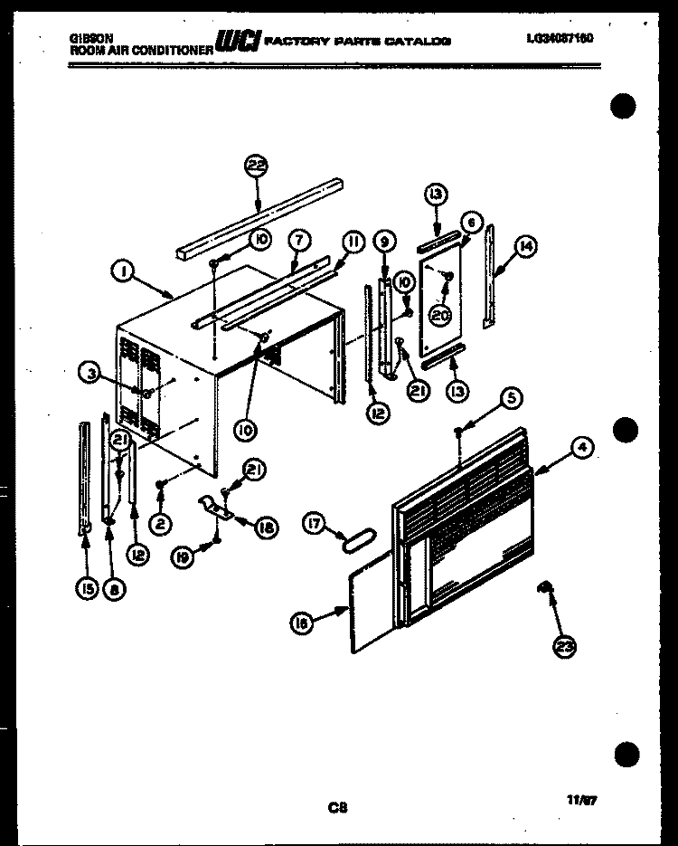CABINET PARTS Diagram and Parts List for AM16E4RTBA  Gibson Air Conditioner