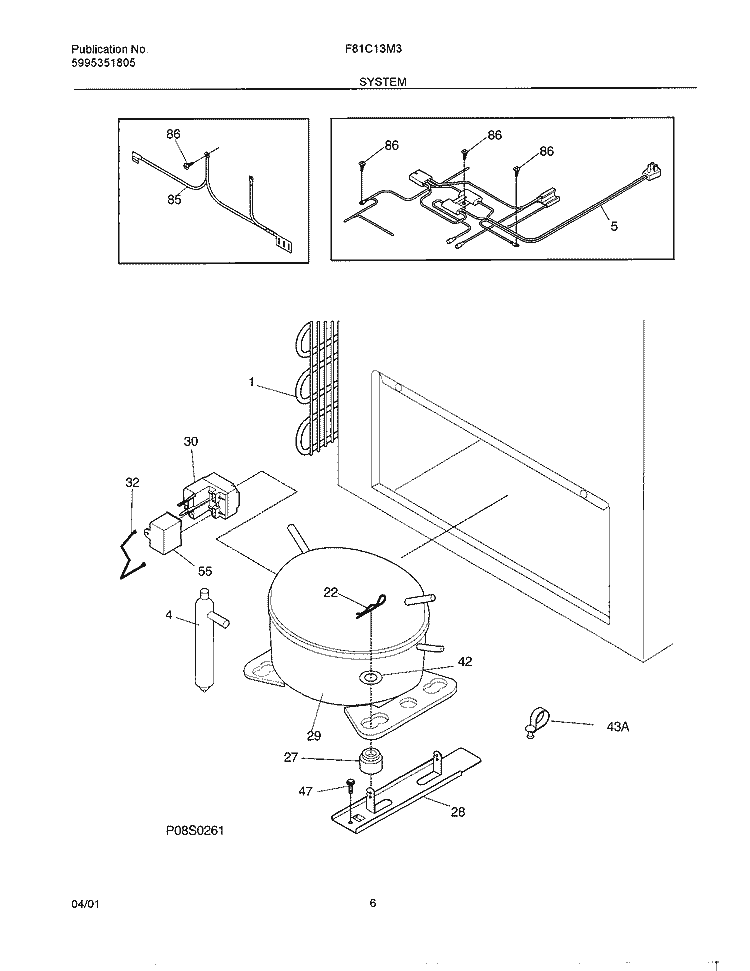 SYSTEM Diagram and Parts List for F81C13M3W1  Frigidaire Freezer