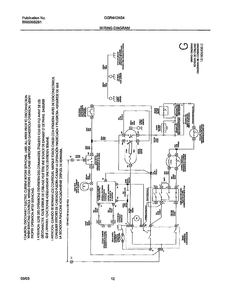 WIRING DIAGRAM Diagram and Parts List for GGR442AS4  Gibson Dryer