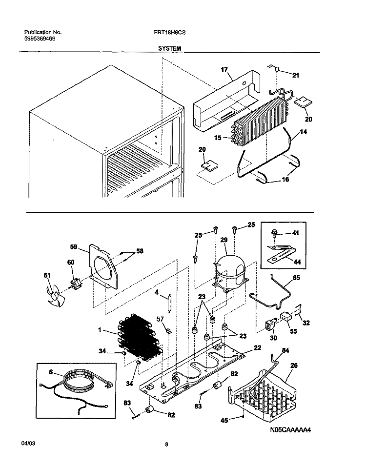 SYSTEM Diagram and Parts List for FRT18H6CSK0  Frigidaire Refrigerator