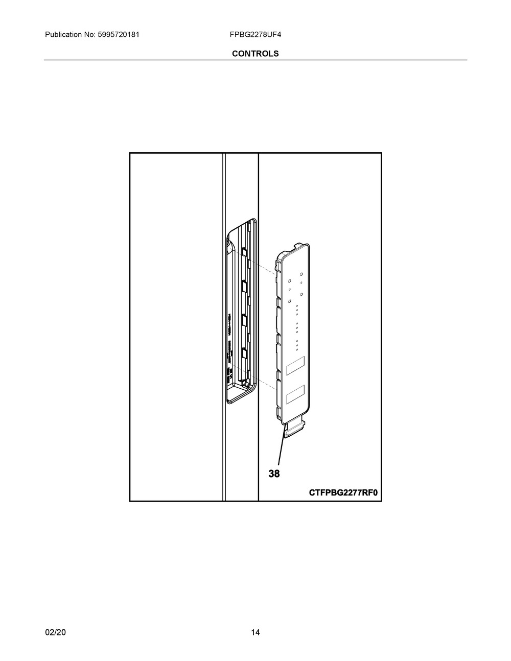 Controls Diagram and Parts List for FPBG2278UF4  Frigidaire Refrigerator
