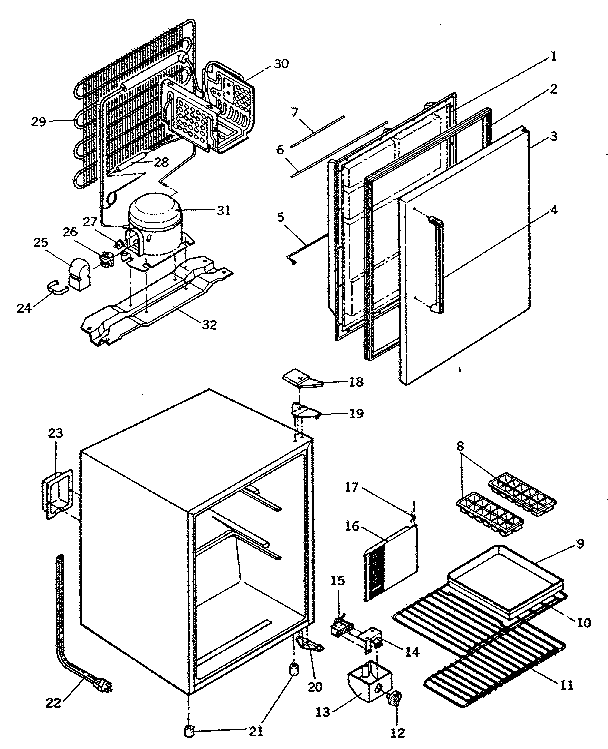 Refrigerator Cabinet Parts Diagram and Parts List for 564760600  Kenmore Refrigerator