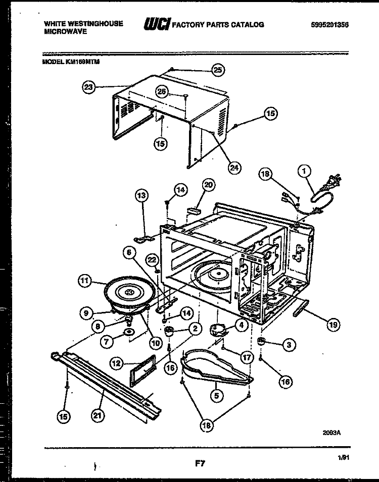 BODY PARTS Diagram and Parts List for KM169MTM  Frigidaire Microwave