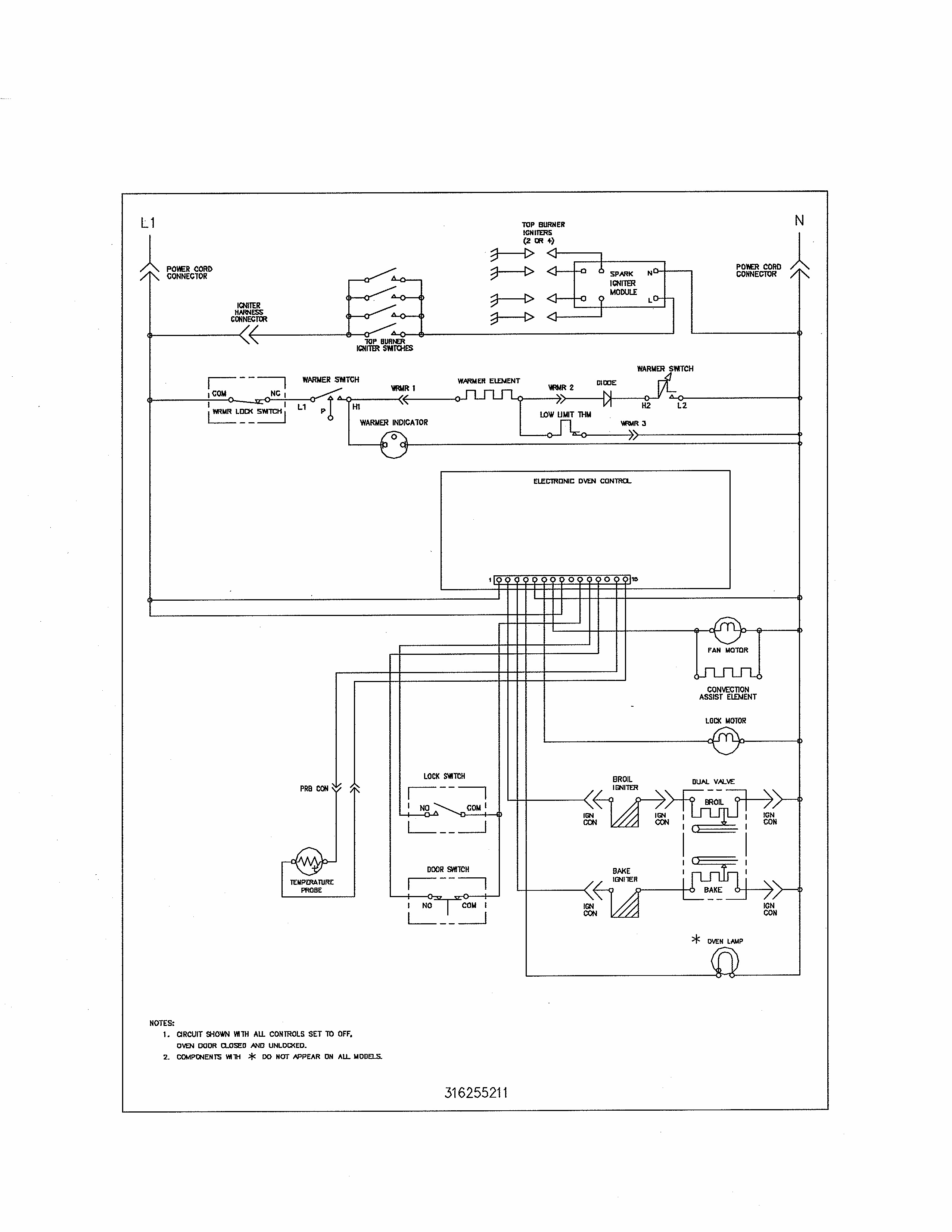 Wiring Schematic Diagram and Parts List for 79075924300  Kenmore Range