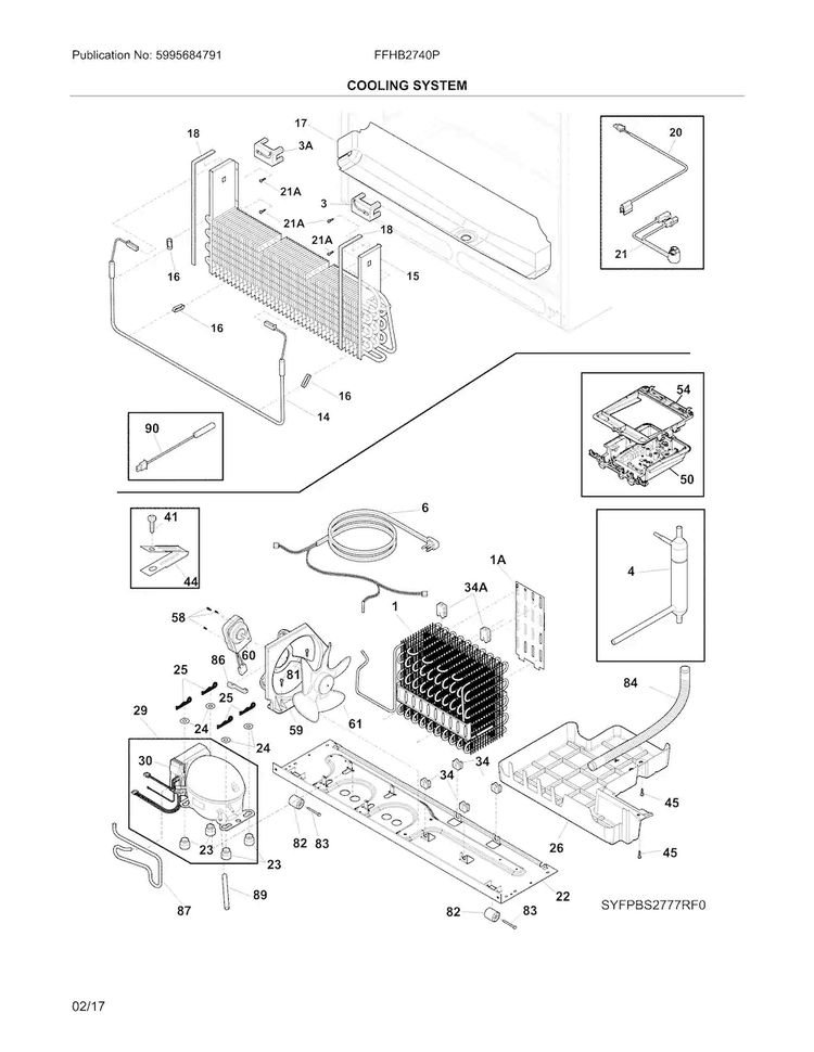 Cooling System Diagram and Parts List for FFHB2740PSDA  Frigidaire Refrigerator