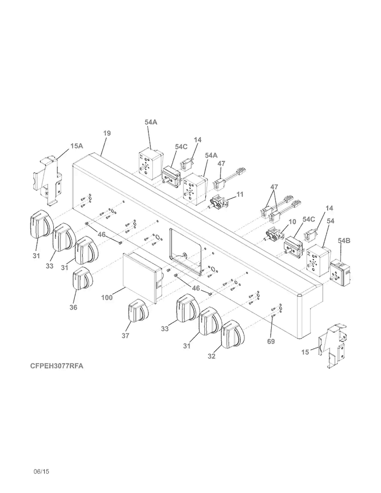 Backguard Diagram and Parts List for CPEH3077RFA  Frigidaire Range