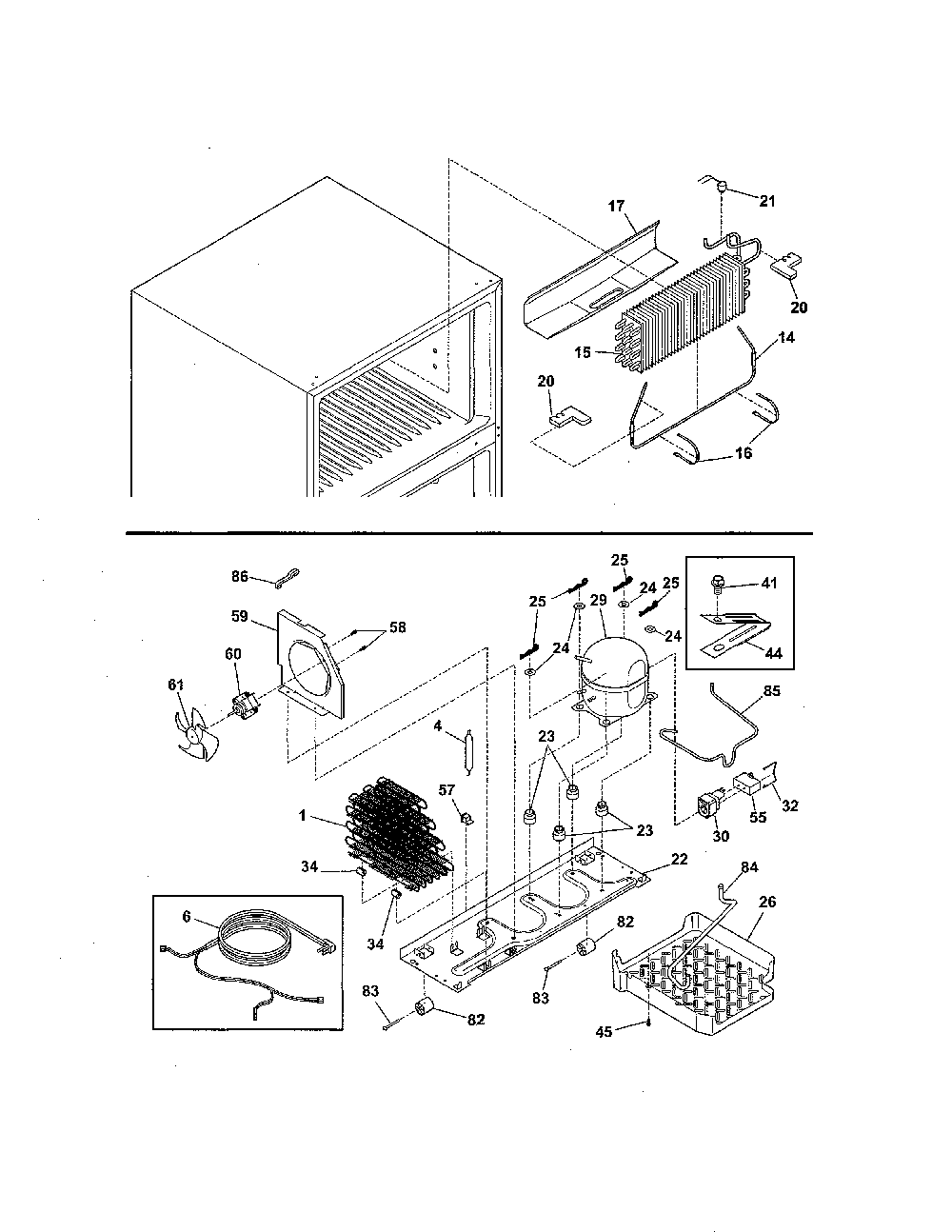 System Diagram and Parts List for FFHI1817LS7  Frigidaire Refrigerator