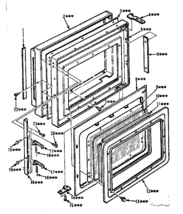 Door Parts Diagram and Parts List for 5648878430  Kenmore Microwave