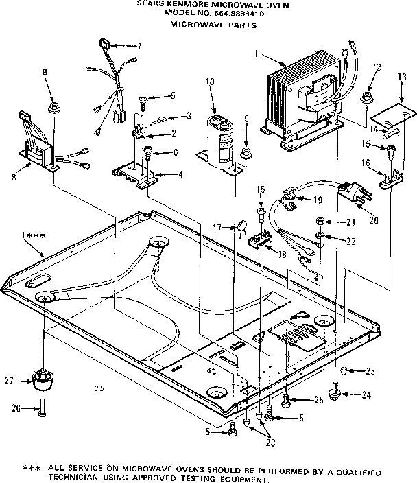Microwave Parts Diagram and Parts List for 5648888410  Kenmore Microwave