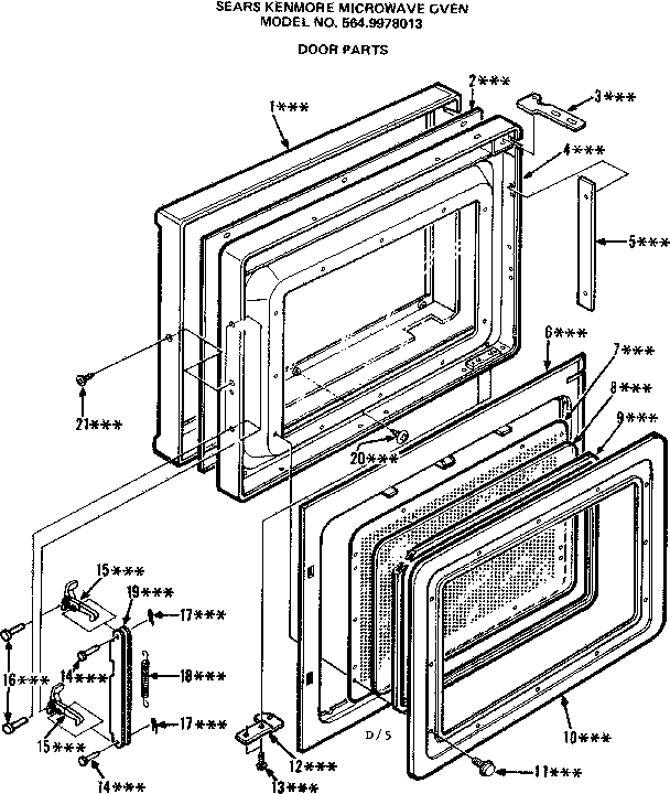 Door Parts Diagram and Parts List for 5649978013  Kenmore Microwave