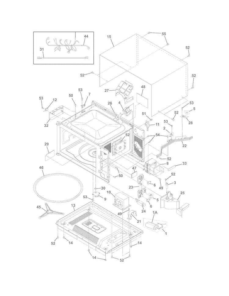 Microwave Diagram and Parts List for FGMC2765PFB  Frigidaire Microwave Oven Combo