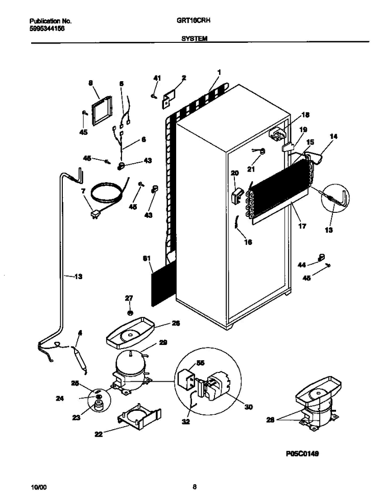 System Diagram and Parts List for GRT16CRHW4  Gibson Refrigerator