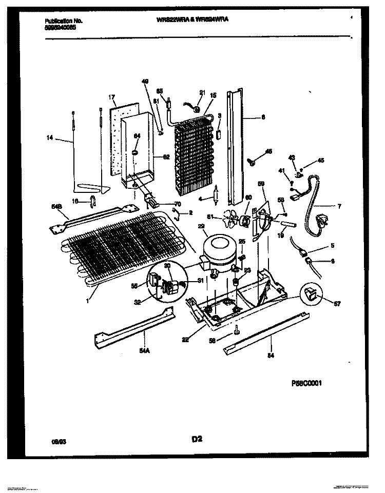 SYSTEM AND AUTOMATIC DEFROST PARTS Diagram and Parts List for WRS22WRAW0  Frigidaire Refrigerator