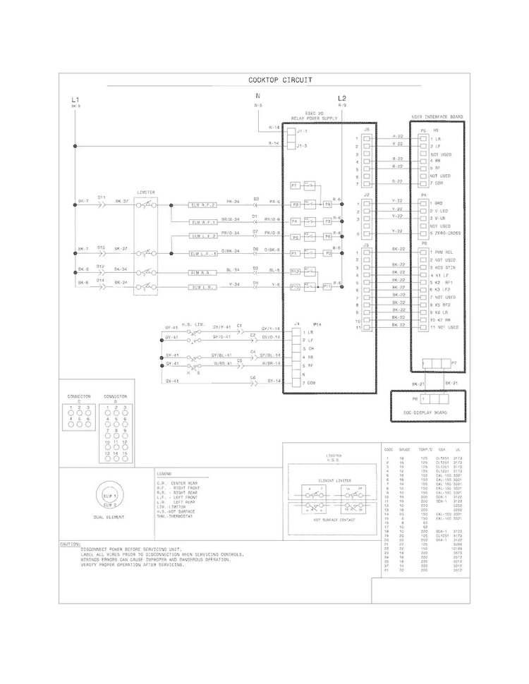Wiring Diagram Diagram and Parts List for CGES3065PWD  Frigidaire Range