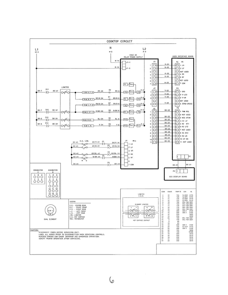 Wiring Diagram Diagram and Parts List for FGES3065PFC  Frigidaire Range