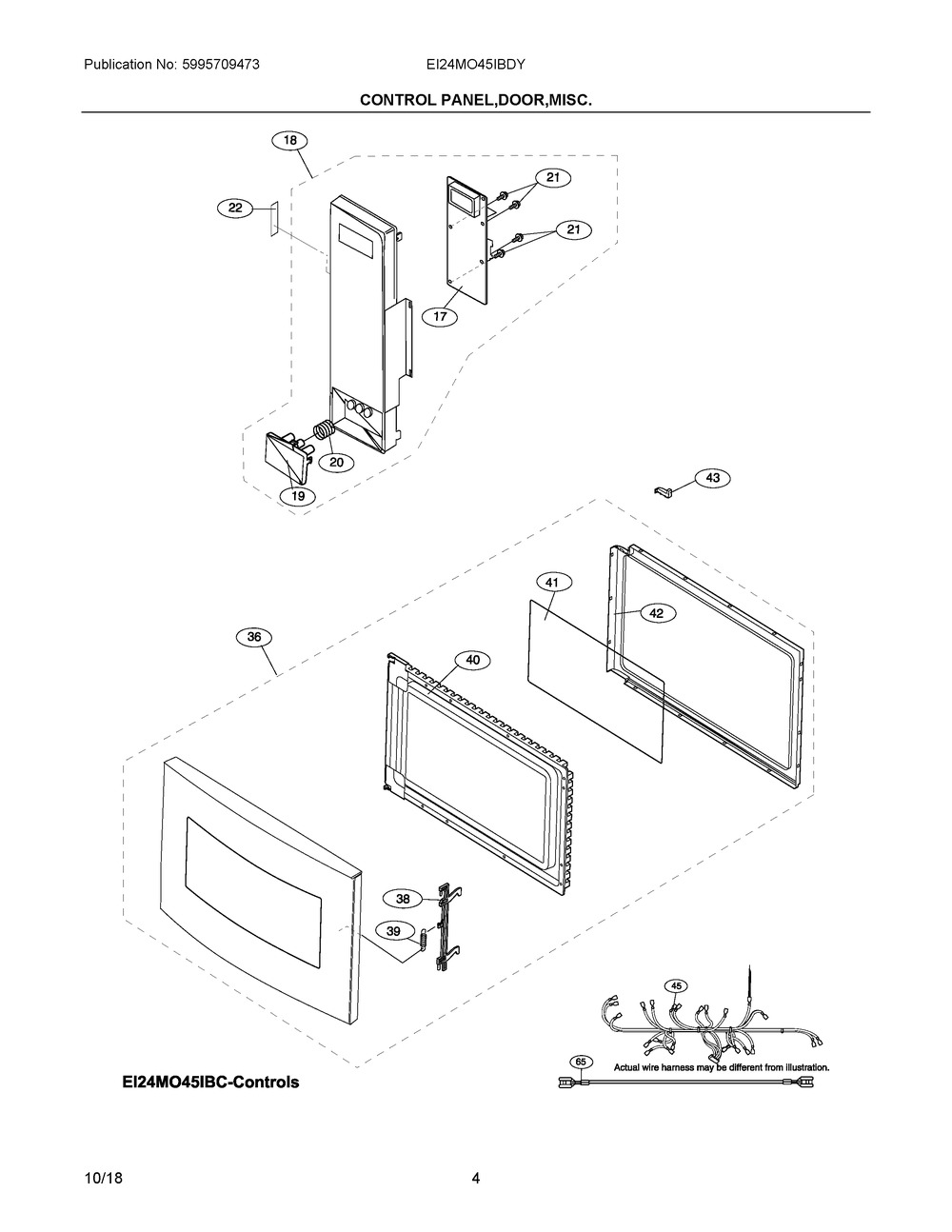 Control Panel,door,misc. Diagram and Parts List for EI24MO45IBDY  Frigidaire Microwave