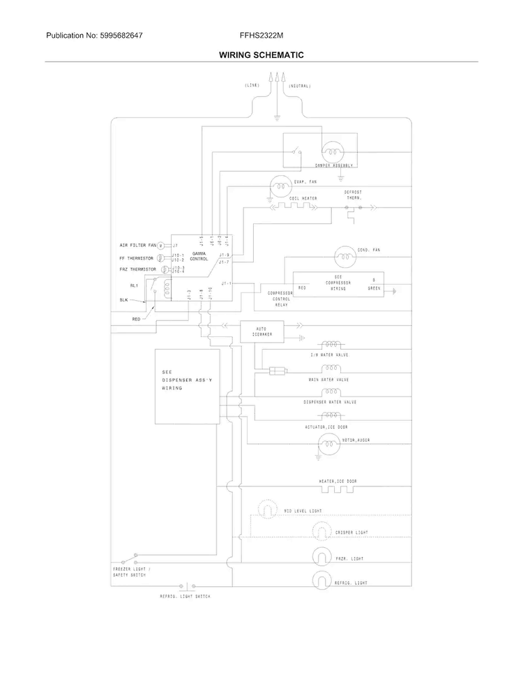 Wiring Schematic Diagram and Parts List for FFHS2322MSLA  Frigidaire Refrigerator