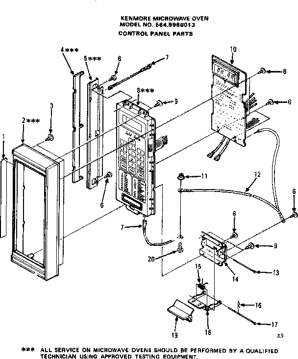 Control Panel Parts Diagram and Parts List for 5649968013  Kenmore Microwave