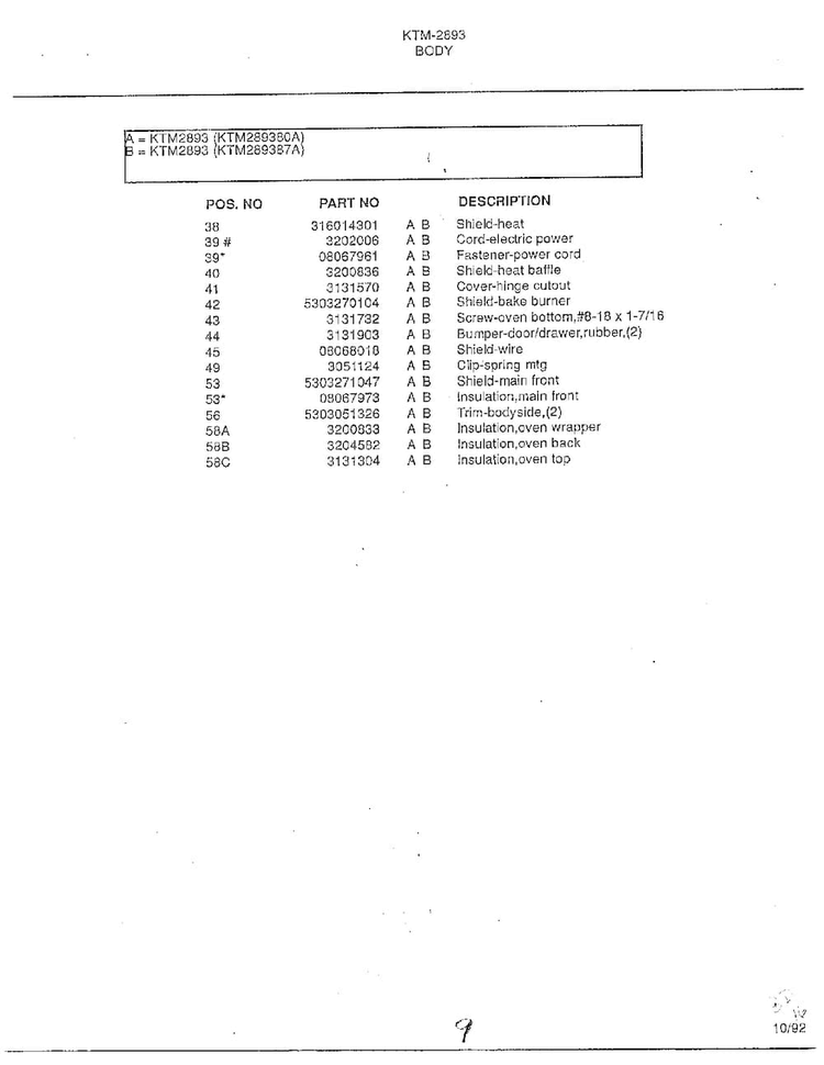Body Page 4 Diagram and Parts List for 2893  Frigidaire Range